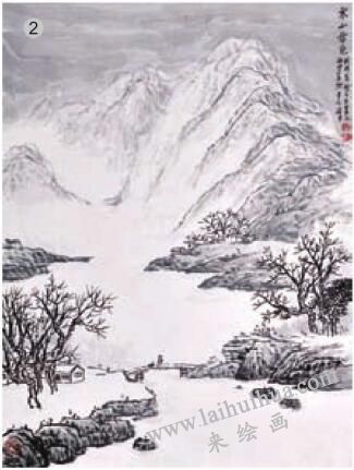 《寒山雪色》平染法画法步骤02