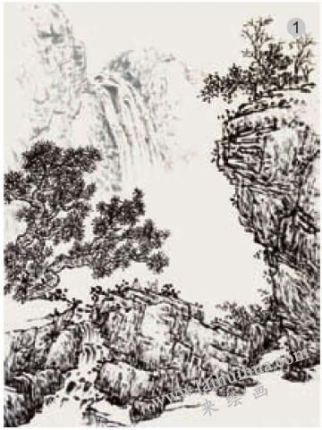 《观瀑》积染法画法步骤01