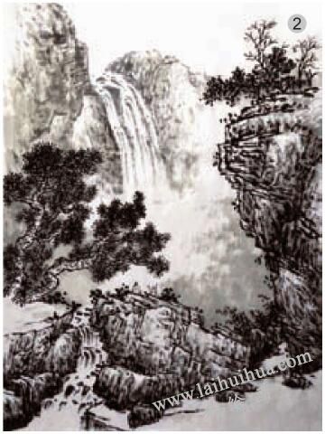 《观瀑》积染法画法步骤02