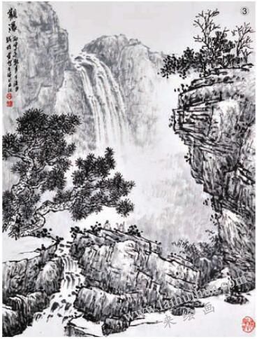 《观瀑》积染法画法步骤03