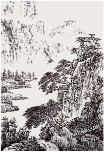 《山光水色》分染法画法步骤01