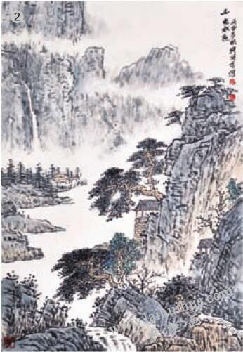 《山光水色》分染法画法步骤02