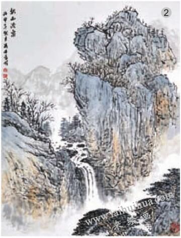 《秋山流泉》混染法画法步骤02