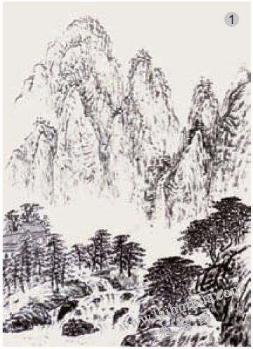 《雨后清泉》烘染法画法步骤01