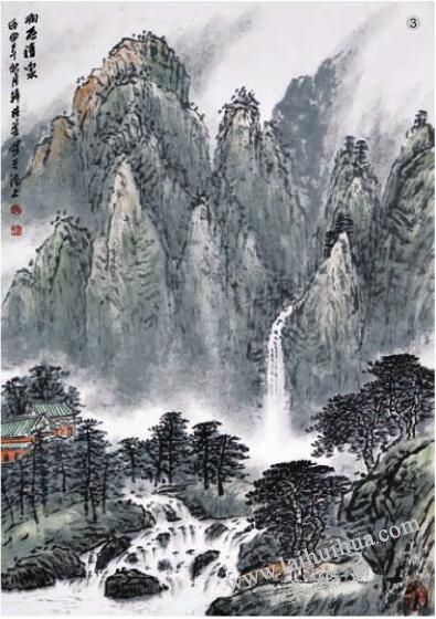 《雨后清泉》烘染法画法步骤03