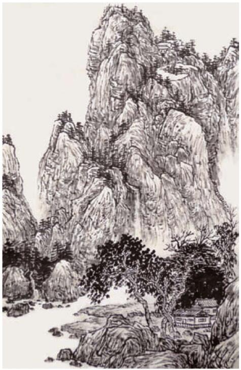 水墨山水画之山顶及脉络的画法