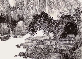 水墨山水画之山顶及脉络的画法