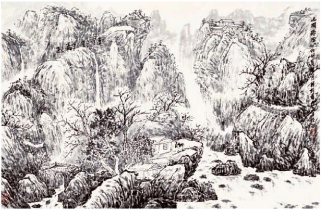 水墨山水画路径及栈道的画法