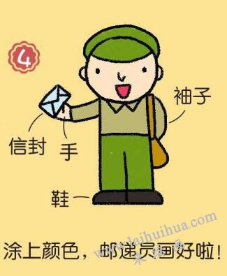 邮递员简笔画画法步骤04