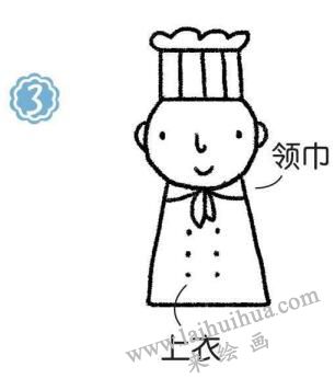 厨师的简笔画画法步骤03