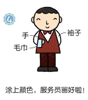 服务员简笔画画法步骤04