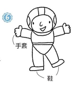 宇航员简笔画画法步骤06
