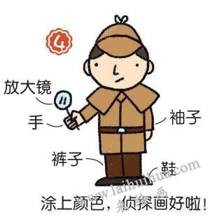 侦探简笔画画法步骤04