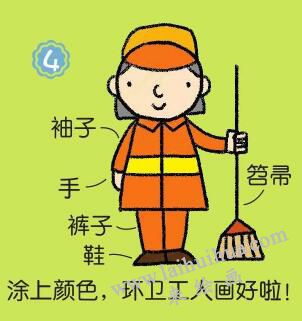 环卫工人简笔画画法步骤04