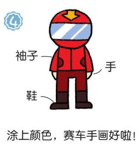 赛车手简笔画画法步骤04