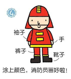 消防员简笔画画法步骤04