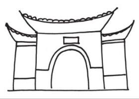 东方建筑物风景简笔画