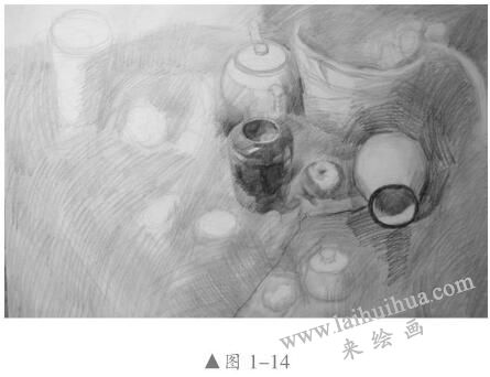 画大关系，素描静物画的作画步骤02