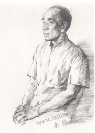 老人侧面像素描作画步骤03