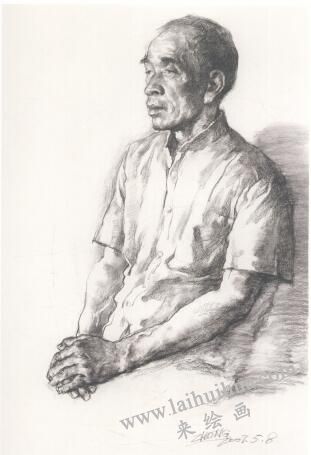 老人侧面像素描作画步骤04