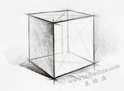 正方体的素描画法步骤06，几何形体素描训练