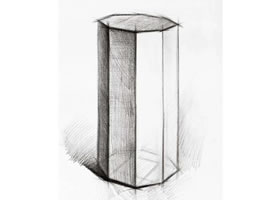 八棱柱的素描画法