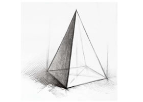 四棱锥体的素描画法