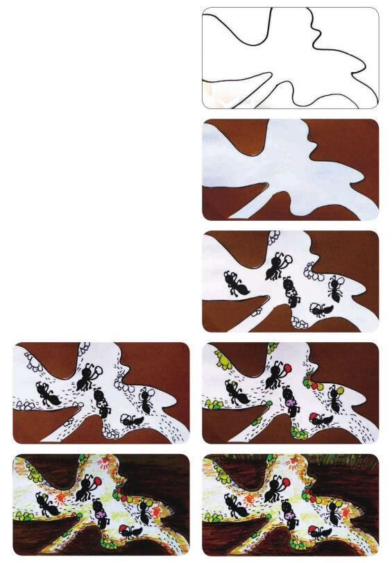 蚂蚁的家儿童画教学过程