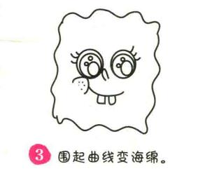 海绵宝宝简笔画画法步骤03