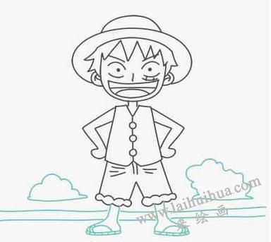 海贼路飞简笔画画法步骤10