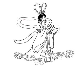 卡通嫦娥仙子简笔画画法步骤04