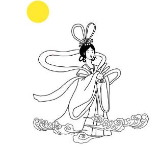 卡通嫦娥仙子简笔画画法步骤05