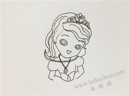 小苏菲亚简笔画画法步骤05