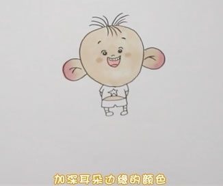 大耳朵图图简笔画画法步骤03