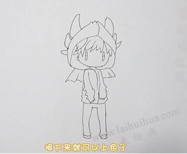 小嗝嗝简笔画画法步骤02