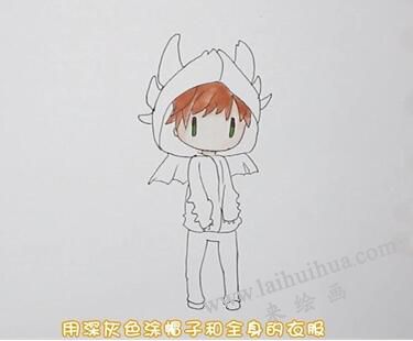 小嗝嗝简笔画画法步骤03