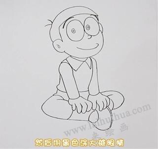 大雄简笔画画法步骤02