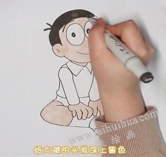 大雄简笔画画法步骤03