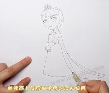 冰雪奇缘艾莎简笔画画法步骤02