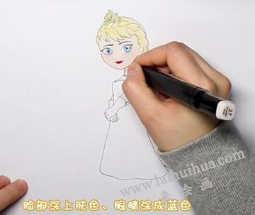 冰雪奇缘艾莎简笔画画法步骤03