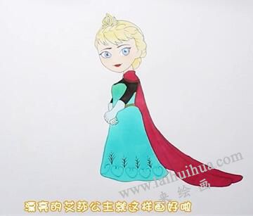 冰雪奇缘艾莎简笔画画法步骤04