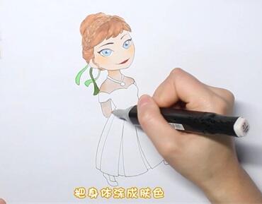 安娜公主简笔画画法步骤03