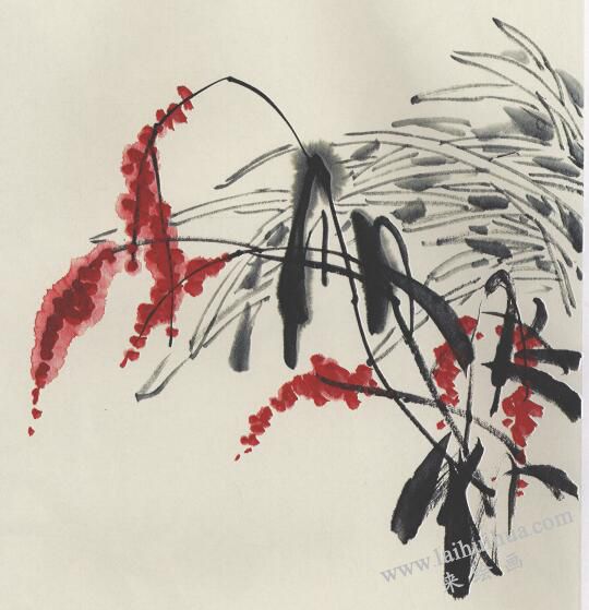 国画荷花杂草的画法