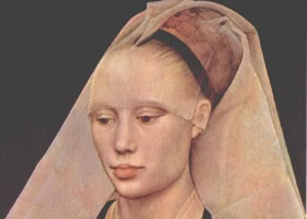 世界名画《妇女肖像》木板油画