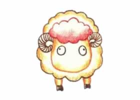 羊的色铅笔简笔画作品