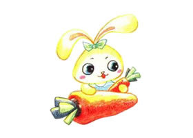 兔子色铅笔简笔画作品