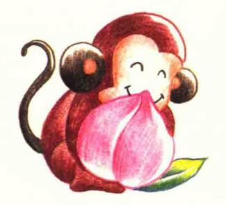猴子色铅笔简笔画画法步骤06