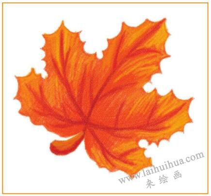 两片树叶儿童蜡笔画画法步骤02（第一片树叶）