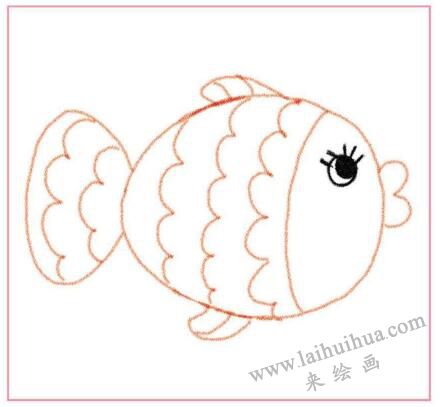 小鲤鱼儿童蜡笔画画法步骤01
