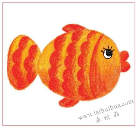 小鲤鱼儿童蜡笔画画法步骤02
